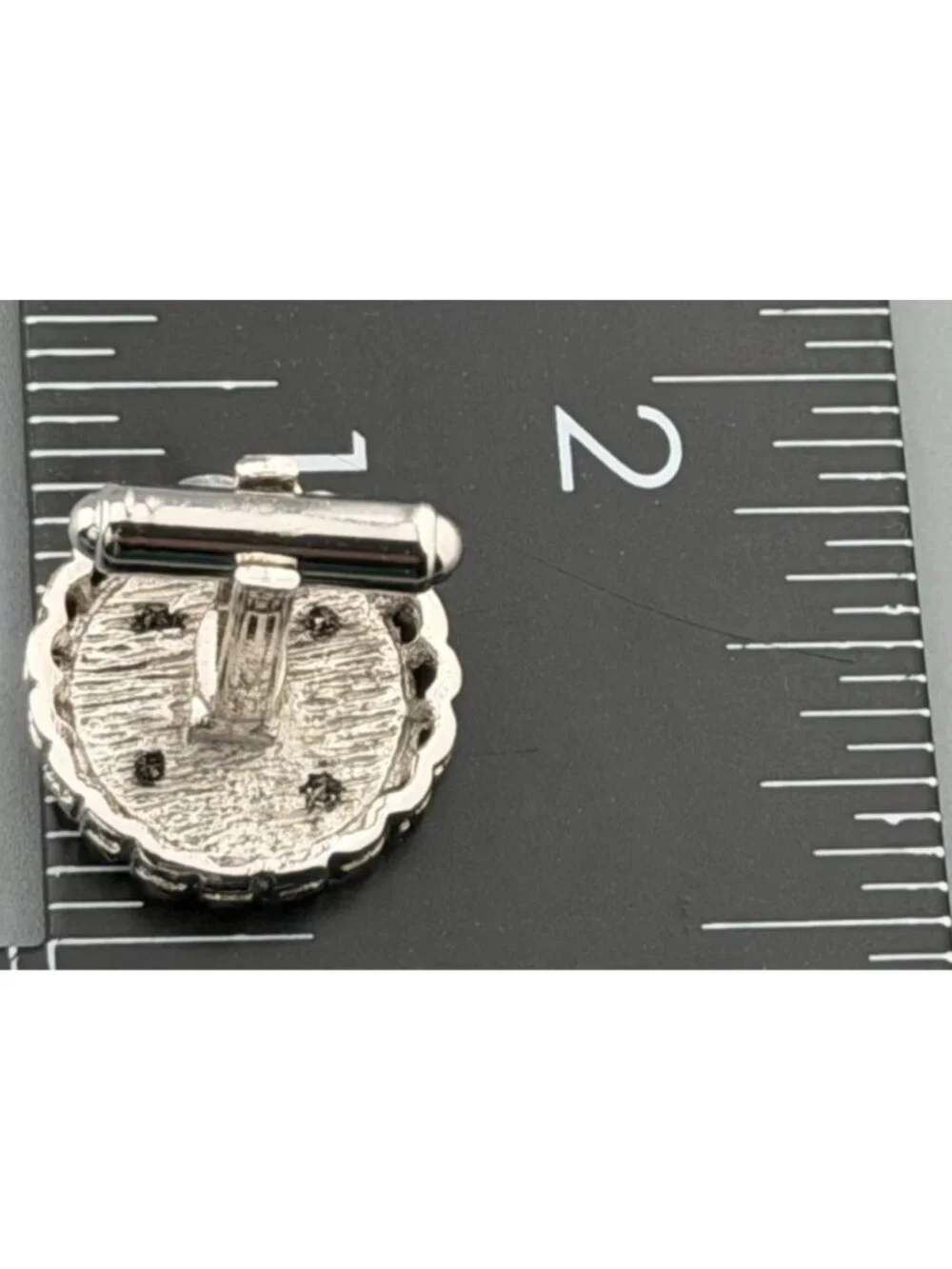 Vintage Cufflinks Sterling Silver Starburst Tie Tack & Links Set Diamond Accents